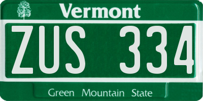 VT license plate ZUS334