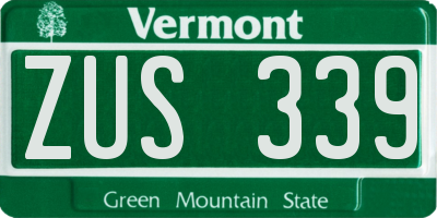 VT license plate ZUS339