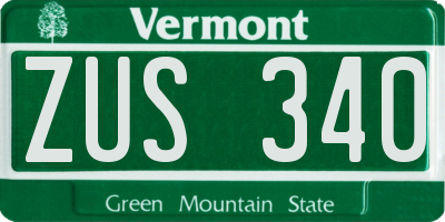 VT license plate ZUS340