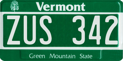 VT license plate ZUS342