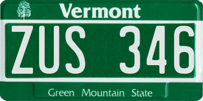 VT license plate ZUS346