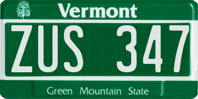 VT license plate ZUS347