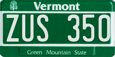 VT license plate ZUS350