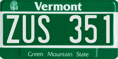 VT license plate ZUS351
