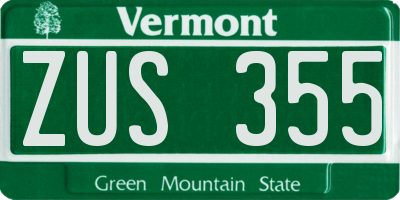 VT license plate ZUS355
