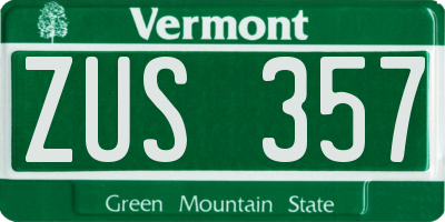 VT license plate ZUS357