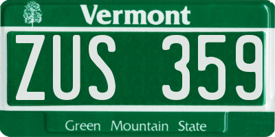 VT license plate ZUS359