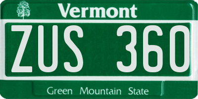 VT license plate ZUS360