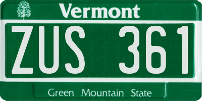 VT license plate ZUS361