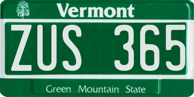 VT license plate ZUS365