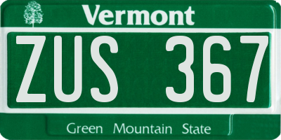VT license plate ZUS367