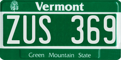VT license plate ZUS369