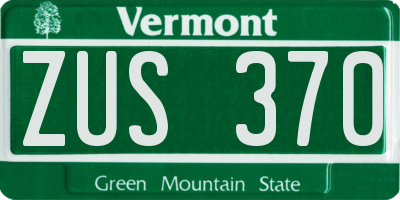 VT license plate ZUS370
