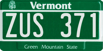VT license plate ZUS371
