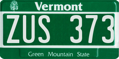 VT license plate ZUS373