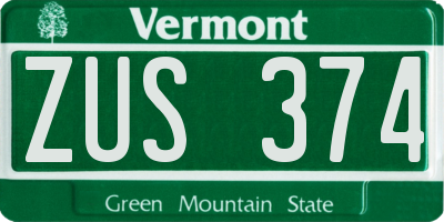 VT license plate ZUS374