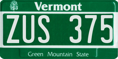 VT license plate ZUS375