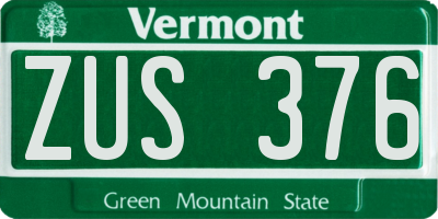 VT license plate ZUS376