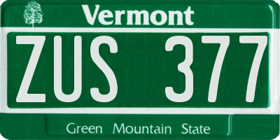 VT license plate ZUS377