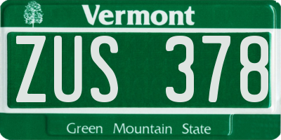 VT license plate ZUS378