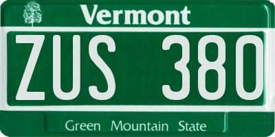 VT license plate ZUS380