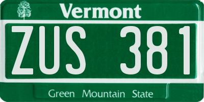 VT license plate ZUS381