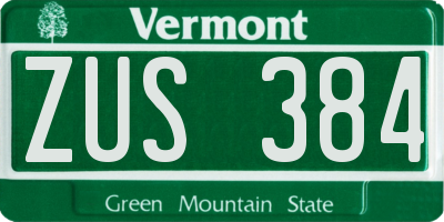 VT license plate ZUS384