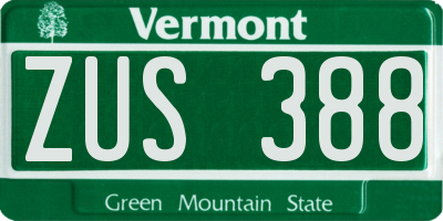 VT license plate ZUS388