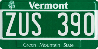 VT license plate ZUS390