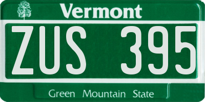 VT license plate ZUS395