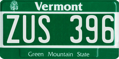 VT license plate ZUS396