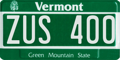 VT license plate ZUS400