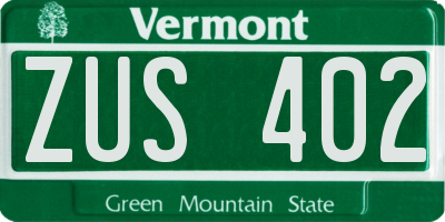 VT license plate ZUS402