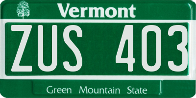 VT license plate ZUS403