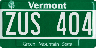 VT license plate ZUS404