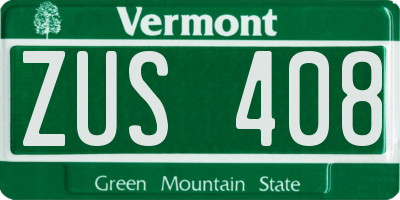 VT license plate ZUS408