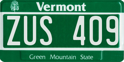 VT license plate ZUS409