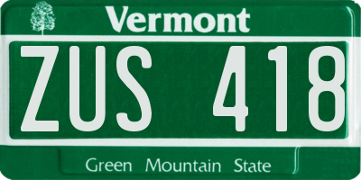 VT license plate ZUS418