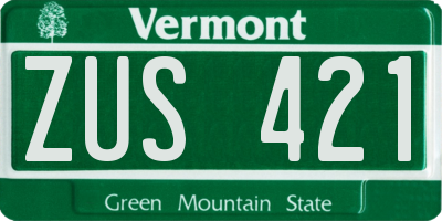 VT license plate ZUS421