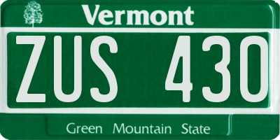 VT license plate ZUS430