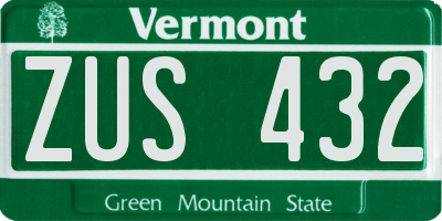 VT license plate ZUS432