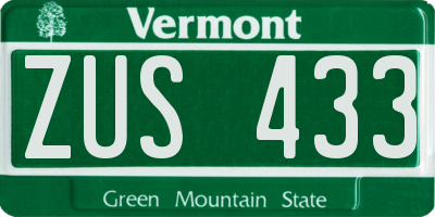 VT license plate ZUS433