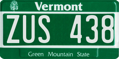 VT license plate ZUS438