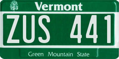 VT license plate ZUS441