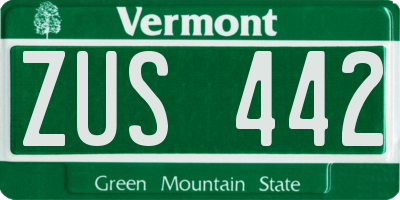 VT license plate ZUS442