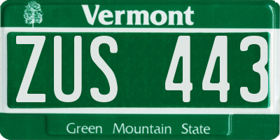 VT license plate ZUS443
