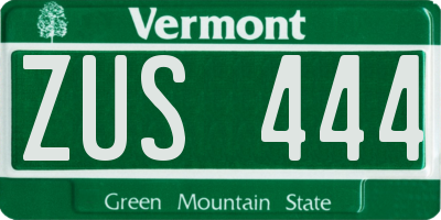 VT license plate ZUS444