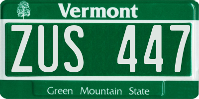 VT license plate ZUS447