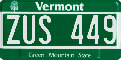 VT license plate ZUS449