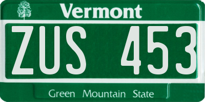 VT license plate ZUS453